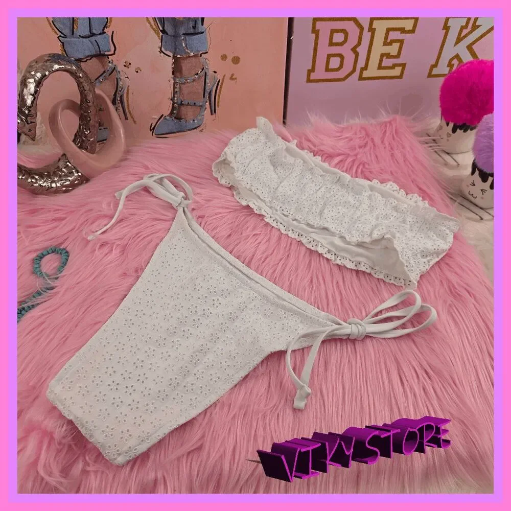 ❤️ NWT Victoria’s Secret White Swim Set Top Bottom XLarge❤️
